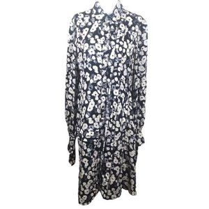 Derek Lam Poppy Silk Floral Long Sleeve Shirt Dress